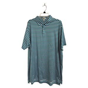 Peter Millar Teal‎ and Gray Striped Polo Mens XXL Golf